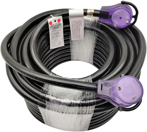 Vista 4 de Parkworld Cable de extensión RV 30A NEMA TT-30 con mango, Camper 30amp TT-30P a TT-30R (25 pies)