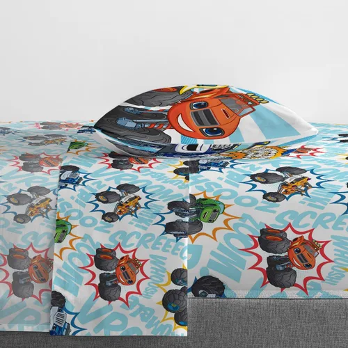 Vista 4 de Jay Franco Blaze and the Monster Machines Off to The Races - Juego de ropa de cama de 5 piezas tamaño individual, incluye edredón y juego