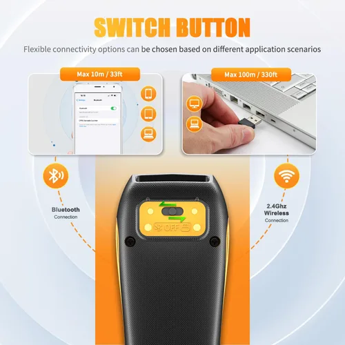 Vista 8 de NETUM CS7501 Escáner de código QR - Escáner de código de barras Bluetooth actualizado, mini lector de código de barras portátil 1D y 2D para gestión