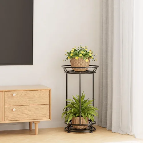 Vista 2 de YIUKEA - Soporte para plantas para interiores y exteriores - Estante organizador alto de varios niveles de metal para macetas, exhibidor de flores
