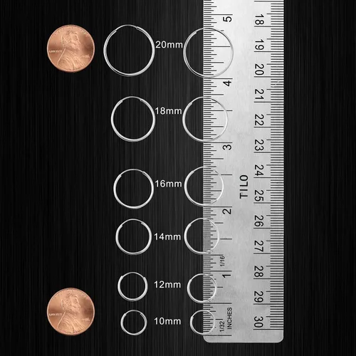 Vista 4 de Aretes de argollas sinfín redondas de oro blanco de 14 ct - 10-18 mm