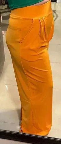 Vista 5 de LROSEY Pantalones palazzo elásticos casuales de pierna ancha con bolsillos para mujer, pantalones de vestir fluidos, pantalones de cintura alta