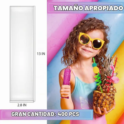Vista 2 de Yexiya 400 bolsas de plástico para helados, bolsas de molde de helado desechables, bolsa de paletas con embudo de silicona para hacer dulces