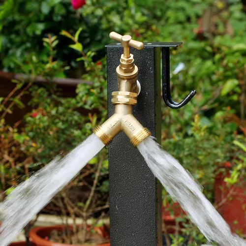 Vista 3 de Divisor de manguera de jardín, conector de 2 vías de latón resistente, grifo de jardín, divisor para grifo al aire libre, divisor de manguera