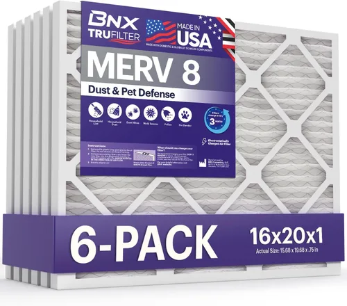 Vista 30 de BNX TruFilter - Filtro de aire MERV 8 de 10 x 10 x 1 pulgadas (paquete de 6) – Fabricado en Estados Unidos – Defensa contra polvo y mascotas