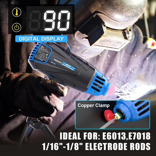 Vista 3 de AZZUNO Máquina de soldadura de arco de mano de 110 V, pistola soldadora portátil de 90 A, máquina soldadora de mano con inversor IGBT para varillas