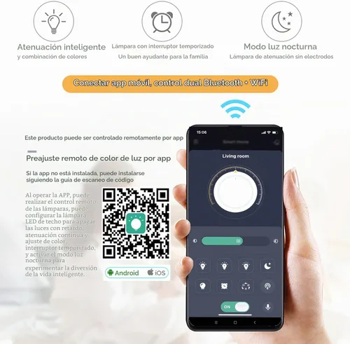 Vista 5 de AHAWILL Lámpara de techo moderna, lámpara LED de cristal empotrada con control remoto para sala de estar, dormitorio, pasillo, comedor, etc. 31.5