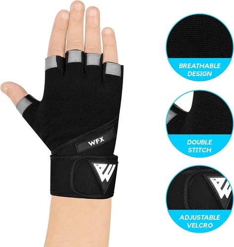 Vista 6 de WFX Gym Gloves Training Weight Lifting Gloves for Men Women Wrist Support Padded Extra Grip Palm Protection Fitness Workout Gloves
