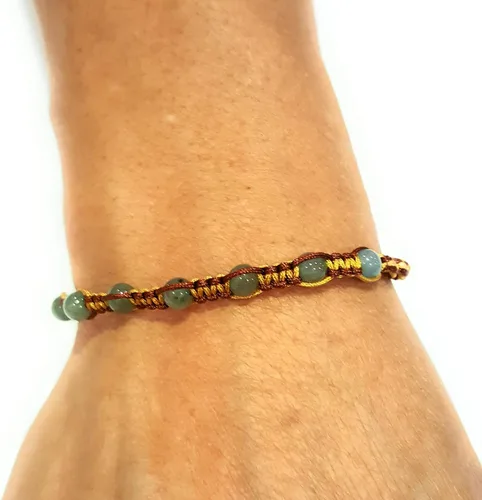 Vista 4 de Infinityee888 Jade Bead Pulseras amarillo marrón Feng Shui para hombres, mujeres pulsera-BC04, Piedra