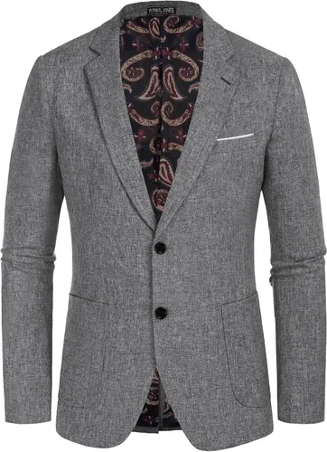 Vista 2 de PJ PAUL JONES Chaqueta deportiva casual para hombre, chaqueta de negocios ligera con dos botones