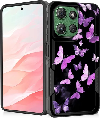 Vista 116 de Funda para Moto G Play 4G 2024, resistente de doble capa híbrida de policarbonato duro, goma suave, a prueba de golpes, funda protectora resistente