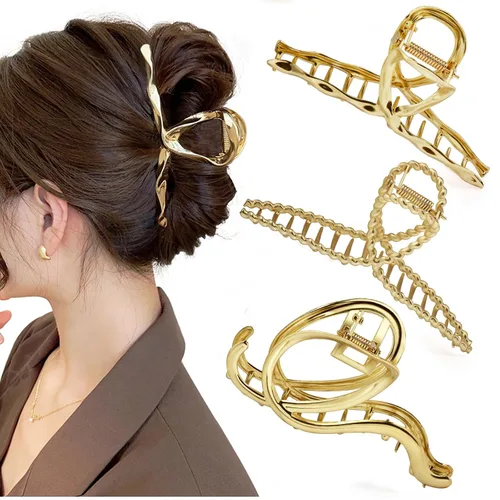 Vista 12 de Mehayi 3 pinzas de metal grandes para cabello grueso y pesado, agarre fuerte, agarre grande, antideslizante, pinza de mandíbula para cabello largo