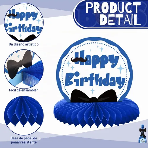 Vista 3 de SATINIOR 10 piezas de centro de mesa de jefe, decoración de cumpleaños para niño jefe, temática de nido de abeja, juego de decoración de fiesta