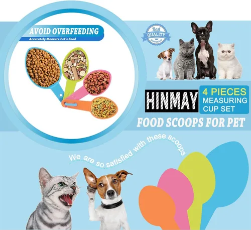 Vista 6 de HINMAY Juego de cucharas medidoras de plástico para alimentos de mascotas, para perros, gatos y aves (color aleatorio) Use for measuring pet food