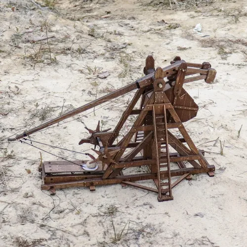 Vista 9 de The MINI - Kit de rompecabezas de madera 3D con contrapeso Trebuchet Medieval Siege Equipment para adultos, proyecto STEM de bricolaje, juguete