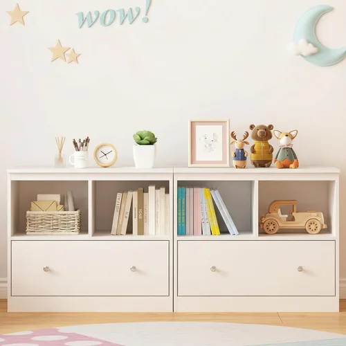 Vista 5 de Ikebana Organizadores y almacenamiento de juguetes para niños, estantería para niños pequeños con cajón, estantería para niños para salas