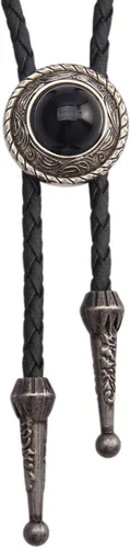 Vista 277 de Jeilwiy Corbata de bolo para hombre, corbata de vaquero occidental, collar de corbata de bolo dorado, corbata de cuero, corbata de Halloween