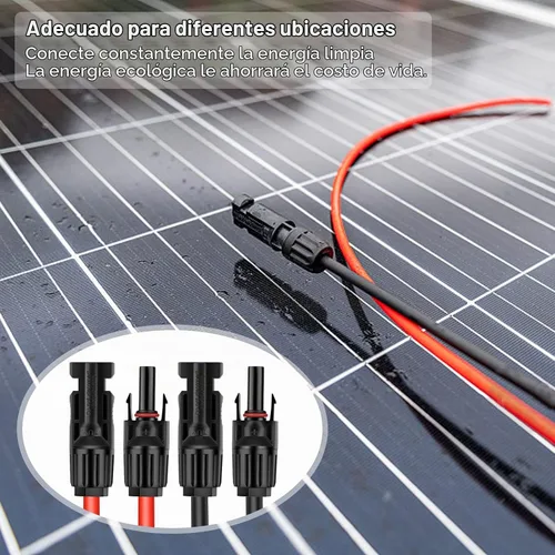 Vista 6 de Cable de extensión de panel solar de 3 pies y 10 AWG con conectores hembra y macho, cable solar para paneles solares, controladores de carga