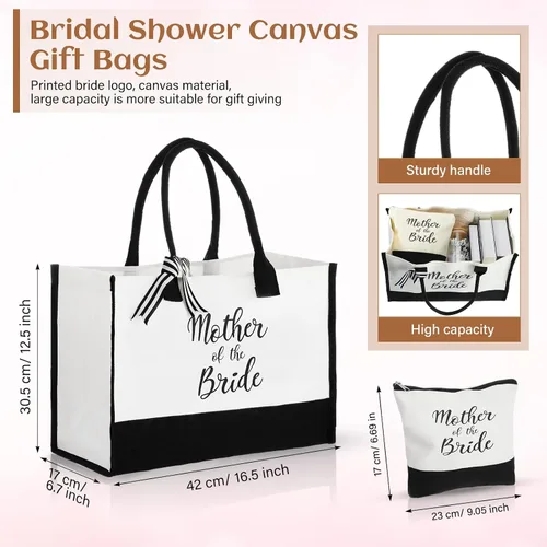 Vista 3 de Zubebe 3 Pcs Bride Gifts for Bachelorette Party Bridal Shower Wedding Gift Set Include Glass Cup Canvas Tote Bag Makeup Bag