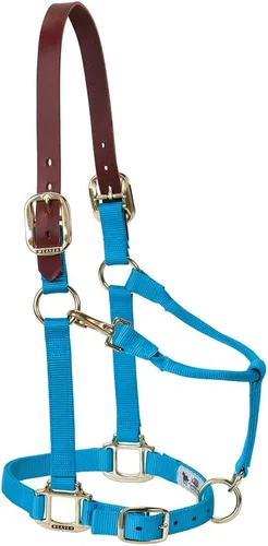 Vista 10 de Weaver Equine Breakaway Horse Halter, Supple Leather Crown, Adjustable Brass Throat Snap Halters for Horses, Equine Tack