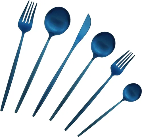 Vista 15 de Juego de cubiertos de acero inoxidable de 36 piezas con acabado satinado y mango plano, juego de utensilios de cocina para 6, incluye cuchara