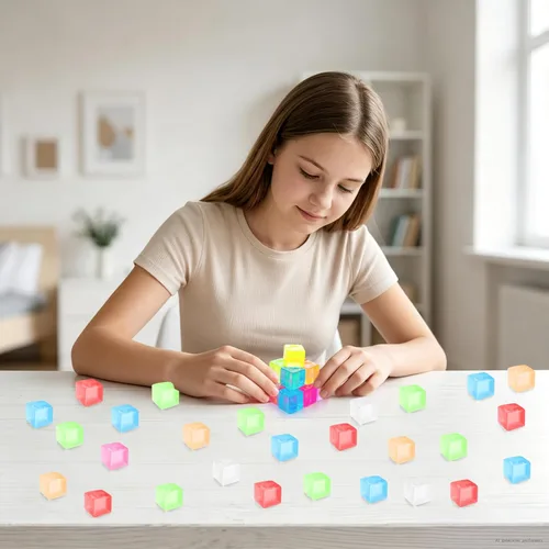 Vista 7 de Paquete de 32 mini cubos esponjosos, cubo de estrés pequeño Fidget juguetes
