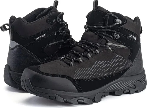 Vista 2 de SILENTCARE Botas de senderismo para hombre, impermeables, ligeras, antideslizantes, de tiro medio, para exteriores, trabajo, senderismo, montañismo