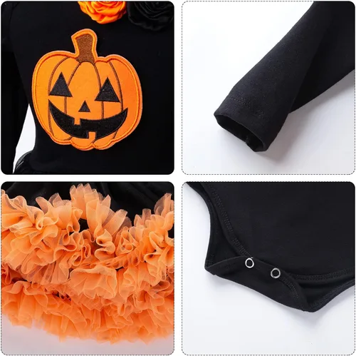 Vista 5 de Mameluco de Halloween para bebés y niñas falda tutú disfraz de cosplay de cumpleaños