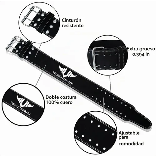 Vista 5 de Vikingstrength Cinturón de levantamiento de pesas de alta calidad con correas de elevación, cinturón de levantamiento de pesas para gimnasio