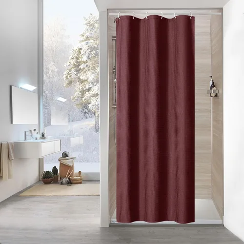 Vista 56 de MitoVilla Cortina de ducha de tela texturizada ponderada de lujo beige, 72 Marfil
