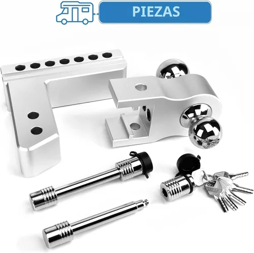 Vista 5 de Enganche de remolque ajustable - Tlvuvmo Enganche de caída de aluminio (se adapta a receptor de 2.5''), caída/elevación de 6 pulgadas, capacidad