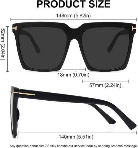 Vista 5 de STORYCOAST Gafas de sol cuadradas de gran tamaño para mujer gafas de sol grandes de lujo protección UV400