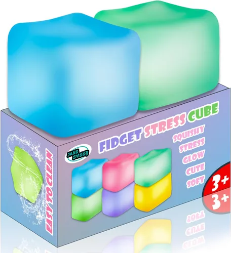 Vista 8 de 2 Cubos Antiestrés que Brillan en la Oscuridad, Fidgets para Adolescentes, Adultos, Niños, Juguete Súper Sólido Aplastable, Juguetes para Apretar