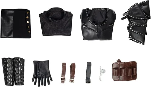 Vista 6 de Ruleewe Disfraz de lobo blanco para hombre, traje de cuero, conjunto completo de guerrero de Halloween