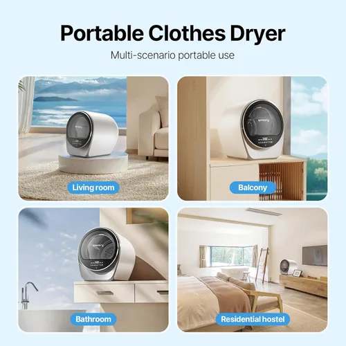 Vista 5 de S3 Secadora de ropa compacta de 1.0 pies cúbicos de capacidad, 110 V, 1050 W, secadora portátil con tambor de acero inoxidable, 8 modos de secado