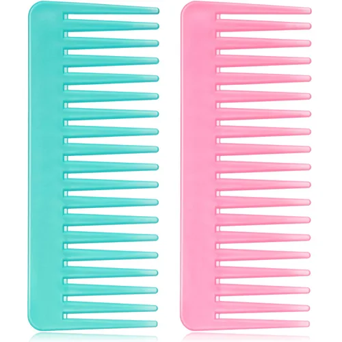 Vista 9 de Patelai Peine de dientes anchos, peine desenredante grande para cabello rizado, húmedo y seco, sin mango, accesorios desenredantes (ámbar)
