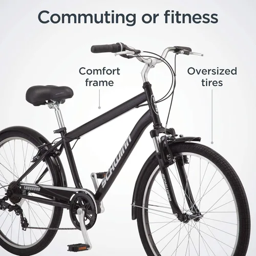 Vista 3 de Schwinn Suburban - Bicicleta de confort para adultos, hombres y mujeres, ruedas de 26 pulgadas, transmisión de 7 velocidades, marco de aluminio