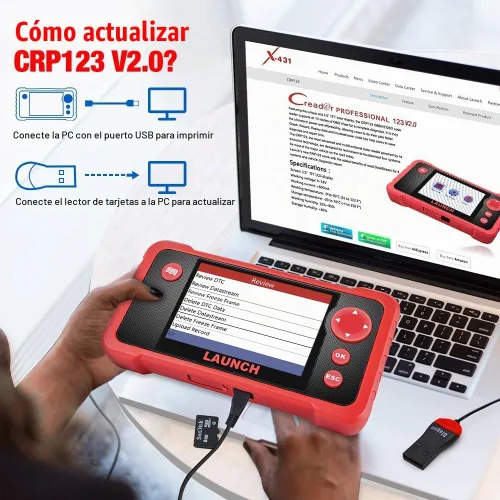 Vista 4 de LAUNCH CRP123 V2.0 Elite Escáner OBD2, herramienta de diagnóstico para auto 2025 Nuevo motor/ABS/SRS/transmisión con restablecimiento