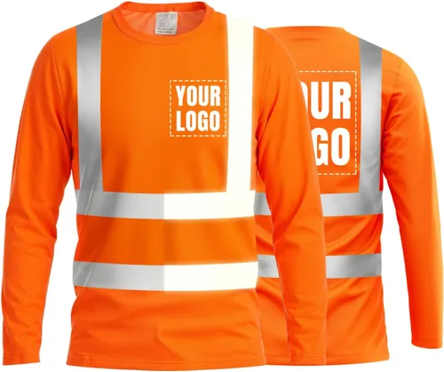 Vista 44 de La alta visibilidad reflexiva de las camisetas de la seguridad del logotipo de encargo Hola Vis de Verde neón - Estilo 8
