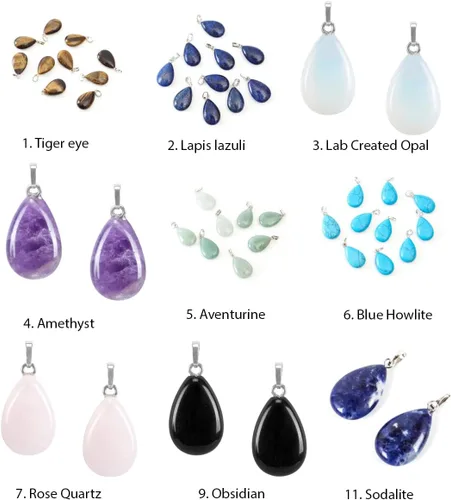 Vista 5 de Adabele Piedra semipreciosa natural de 0.787 pulgadas (0.787 in), colgante de gota de gota suelta para collar, aretes, llavero, colgante