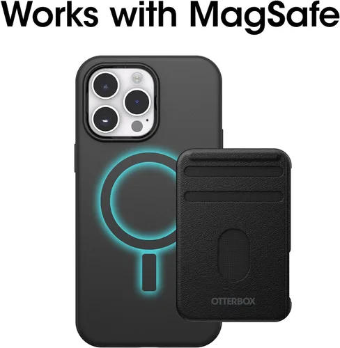 Vista 3 de OtterBox Funda para iPhone 14 Pro Max (SOLAMENTE) Symmetry Series+ - Negro, ultra elegante, se acopla a MagSafe, bordes elevados protegen la cámara