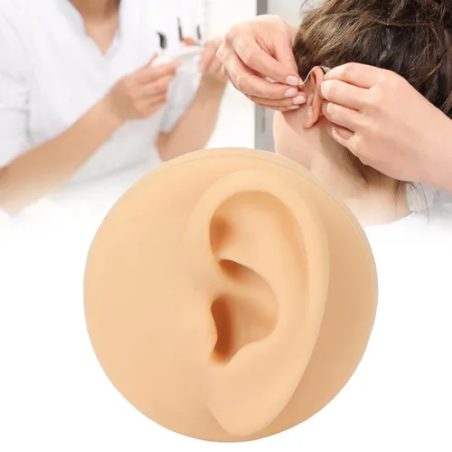 Vista 2 de Modelo de oído, silicona suave, modelo de práctica de acupuntura de oído izquierdo, modelo de simulación de exhibición de oído para enseñanza