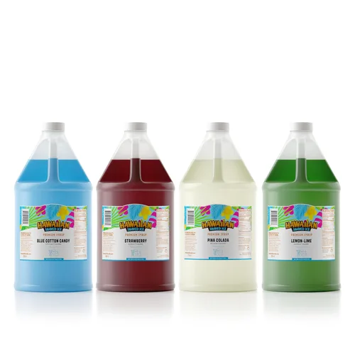 Vista 9 de Hawaiian Shaved Ice Paquete de 4 jarabe, cereza, uva, frambuesa azul y sangre de tigre, para granizados, refrescos italianos, seltzers, paletas