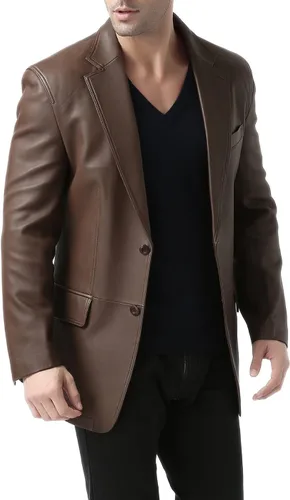 Vista 3 de BGSD Chaqueta deportiva de piel de cordero con 2 botones para hombre (regular, grande y alta y corta)
