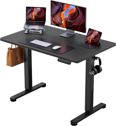 Vista 28 de ErGear - Escritorio eléctrico de pie de altura ajustable, escritorio para estar sentado o de pie de 31.5 x 18.9 pulgadas, escritorio de computadora