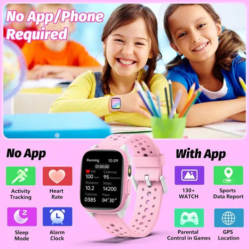 Vista 8 de Reloj para niños con 140 modos deportivos, rastreador de fitness para niños de 1.5 pulgadas, reloj inteligente para niñas, no requiere