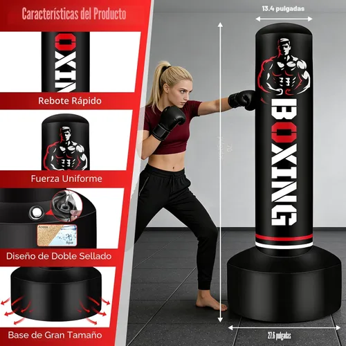Vista 3 de Saco de boxeo pesado independiente para adultos y adolescentes, bolsa