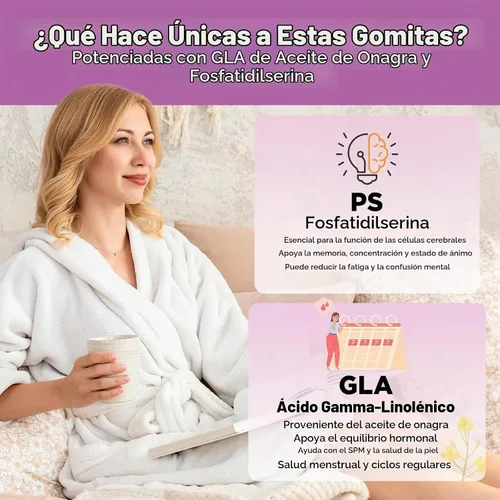 Vista 2 de Gomitas veganas con omega 3 de mio-inositol y D-Chiro Inositol para mujer