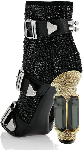 Vista 156 de FSJ Botas de tacón alto con punta puntiaguda para mujer, con tacón alto, con cremallera lateral brillante, estilo casual, para uso diario, zapatos