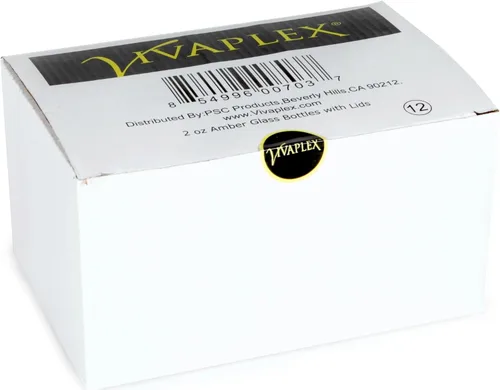 Vista 2 de Vivaplex, 12, Amber, botellas de vidrio de 2 onzas, con tapas